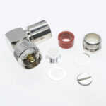 Роз'єм UHF male 9 clamp 90° (Тато, Штир, Вилка, Штекер, Plug), кутовий штировий для кабелю RG-213U, RG-8U, LMR-400 (затиск/збірка - під накрутку кутовий 90°) - Зображення 2