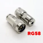 Роз'єм N-type male 6 clamp (Тато, Штир, Вилка, Штекер, Plug) штировий з обтискною втулкою (внутрішній діаметр Ø 3,95 мм) для кабелю RG-58, RG-142, LMR 195 (затиск/збірка - під накрутку)