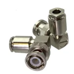 Роз'єм BNC male 6 clamp 90° (Тато, Штир, Вилка, Штекер, Plug), кутовий штировий обтискний для кабелю RG-58, RG-142, LMR 195 (затиск/збірка - під накрутку кутовий 90°)