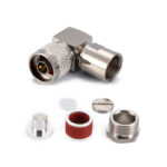Роз'єм N-type male 9 clamp 90° (Тато, Штир, Вилка, Штекер, Plug), кутовий штировий для кабелю RG-213U, RG-8U, LMR-400 (затиск/збірка - під накрутку кутовий 90°) - Зображення 2