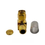Роз'єм SMA male 7 crimp 90° (Тато, Штир, Вилка, Штекер, Plug), кутовий штировий з обтискною втулкою (внутрішній діаметр Ø 5,9 мм) для кабелю RG-58, RG-223, LMR 240, SLR 240 (під обтискання кутовий 90°) - Зображення 2