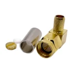 Роз'єм SMA male 6 crimp 90° (Тато, Штир, Вилка, Штекер, Plug), кутовий штировий з обтискною втулкою (внутрішній діаметр Ø 4,95 мм) для кабелю RG-58, RG-142, LMR 195 (під обтискання кутовий 90°) - Зображення 2